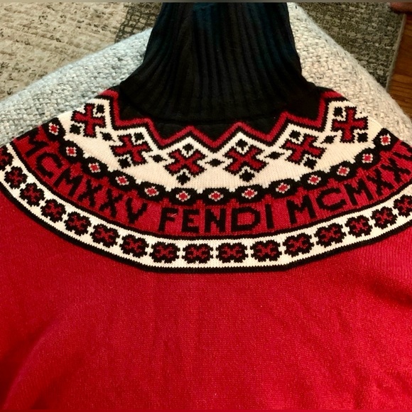 FENDI Logo Fair Isle Turtleneck Sweater - Picture 4 of 13